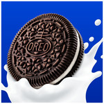 Oreo Double Creme Cocoa Sandwich Cookies with Vanilla Flavour Biscuits Pack, 157g, pack shot 2, available at teas.co.uk