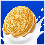 Oreo Golden Cookie Sandwich Biscuits, 154g, pack shot 2, available at teas.co.uk