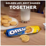 Oreo Golden Cookie Sandwich Biscuits, 154g, pack shot 3, available at teas.co.uk