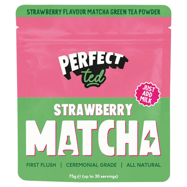 Perfect Ted Strawberry Matcha, 75g, front of pack, available at teas.co.uk