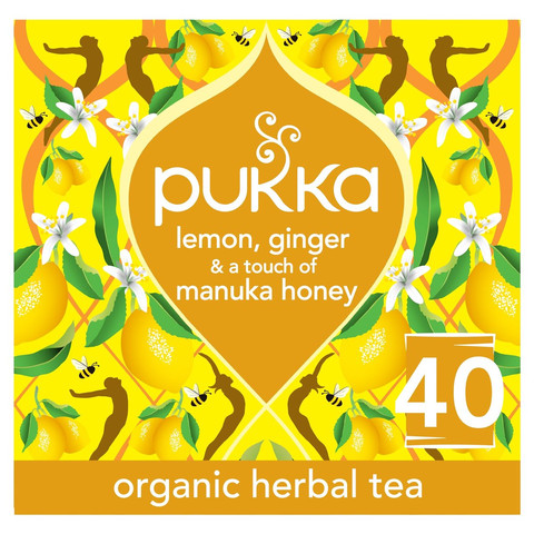 Pukka Organic Lemon, Ginger & a touch of Manuka Honey 40 Immunity Herbal, 68g