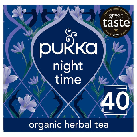 Pukka Organic Night Time Herbal Home Compostable Sleep with Chamomile, 40 Tea Bags 40g