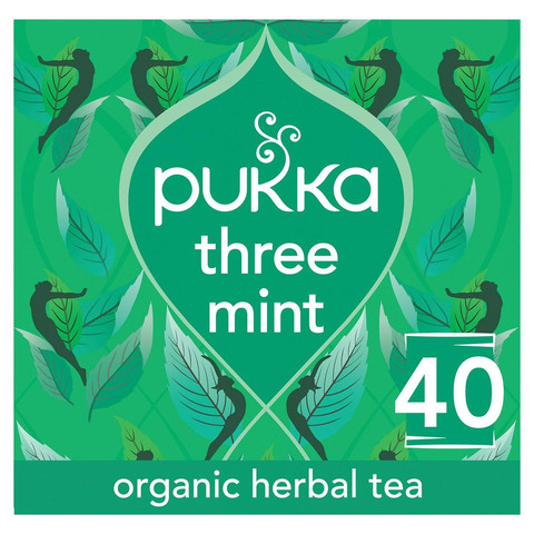 Pukka Organic Three Mint Home Compostable Herbal, 40 Tea Bags 64g