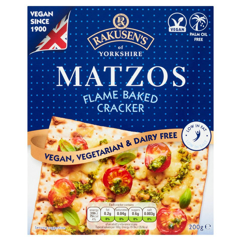 Rakusen's of Yorkshire Matzos Flame Baked Cracker, 200g