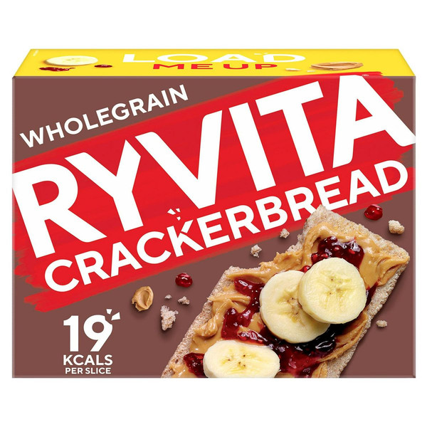 Ryvita Crackerbread Wholegrain Crackers, 125g, front of pack, available at teas.co.uk