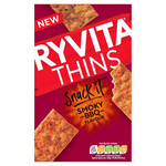 Ryvita Snack It Thins Smoky BBQ Flatbread Snacks, 125g, pack shot 2, available at teas.co.uk