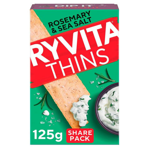 Ryvita Thins Rosemary & Sea Salt Flatbread Crackers, 125g