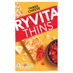 Ryvita Thins Three Cheese Flatbread Crackers, 125g, pack shot 2, available at teas.co.uk