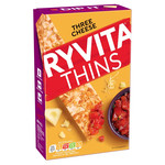 Ryvita Thins Three Cheese Flatbread Crackers, 125g, pack shot 3, available at teas.co.uk