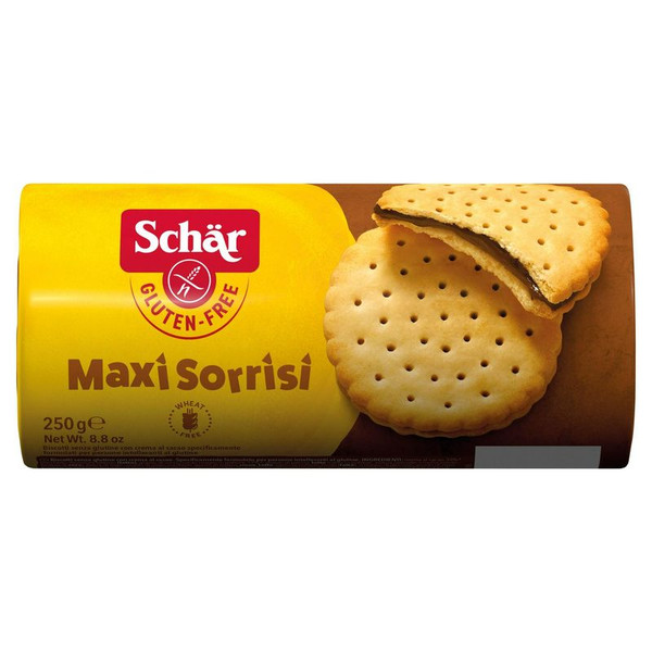 Schar Maxi Sorrisi, 250g, front of pack, available at teas.co.uk