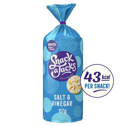 Snack A Jacks Jumbo Salt & Vinegar Rice Cakes Sharing Crisps, 117g
