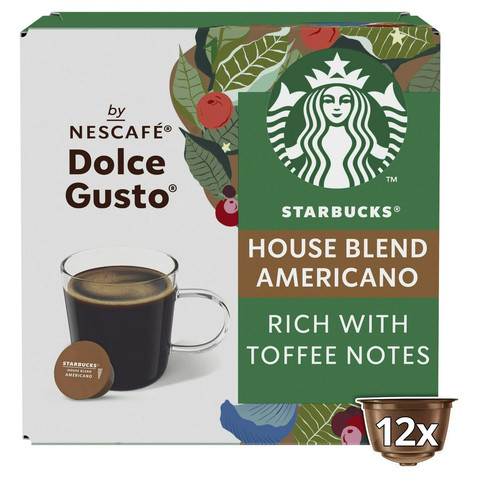 Starbucks Americano House Blend By Nescafe Dolce Gusto, Coffee (12 Servings), 12 Pods