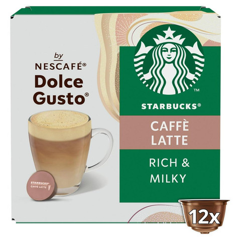 Starbucks Caffe Latte By Nescafe Dolce Gusto, Coffee (12 Servings), 12 Pods