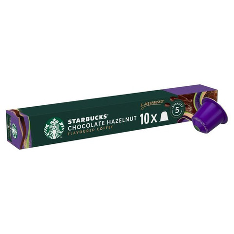 Starbucks Chocolate Hazelnut by Nespresso Coffee, Blonde Roast, Box of 10, 51g