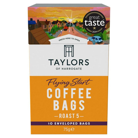 Taylors of Harrogate Flying Start Ground, 10 Coffee Bags 75g