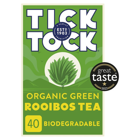 Tick Tock Organic Green Rooibos Tea, 40 Pack 72g