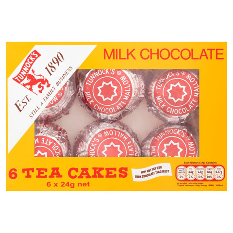 Tunnock's Milk Chocolate Tea Cakes, 6 x 24g