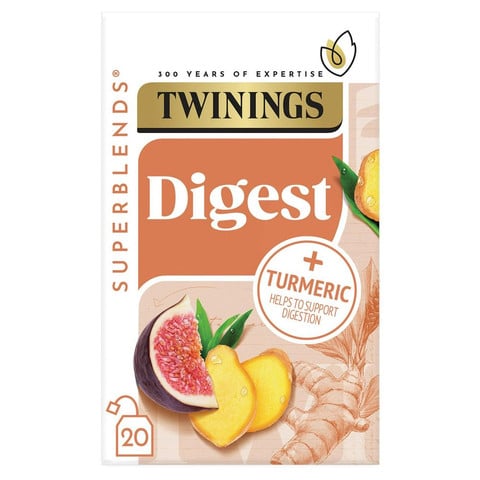 Twinings Superblends Digest Ginger & Turmeric with Fig, 20 Tea Bags 40g