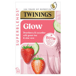 Twinings Superblends Glow Strawberry & Cucumber with Green Tea 20, 40g, pack shot 2, available at teas.co.uk