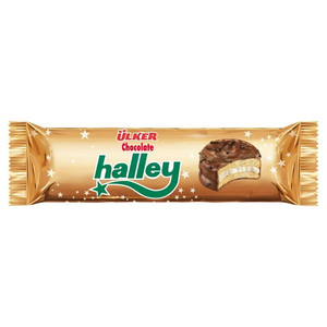 Ulker Halley Sandwich Biscuits Filled with Marshmallow in Milk Chocolate, 77g